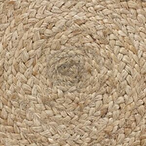 MORE Natural Fiber Round Collection 5' x 5' Round Natural Handmade Boho Braided Jute Area Rug