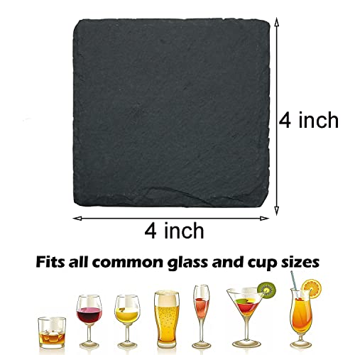 12 Pack 4 x 4 Inch Stone Coasters Bulk Cup Coaster Set, Personalized Engraving DYI Bulk Square Coasters with Anti-Scratch Bottom for Bar Kitchen Home