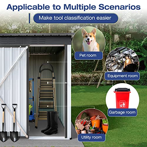 Lyromix 5' × 3' Metal Outdoor Storage Shed with Door & Lock, Waterproof Garden Storage Tool Shed for Backyard Patio,White-Grey