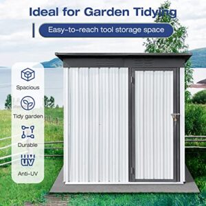 Lyromix 5' × 3' Metal Outdoor Storage Shed with Door & Lock, Waterproof Garden Storage Tool Shed for Backyard Patio,White-Grey