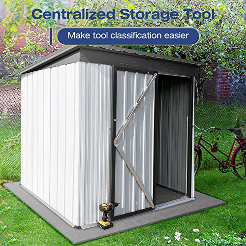 Lyromix 5' × 3' Metal Outdoor Storage Shed with Door & Lock, Waterproof Garden Storage Tool Shed for Backyard Patio,White-Grey