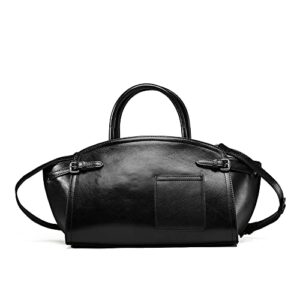 erivis genuine leather handbags for women crossbody purse vintage hobo bags top handle bags brown (black)
