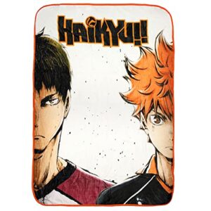 bioworld haikyu!! anime manga shoyo hinata and wakatoshi ushijimaa super soft plush throw blanket 45″ x 60″