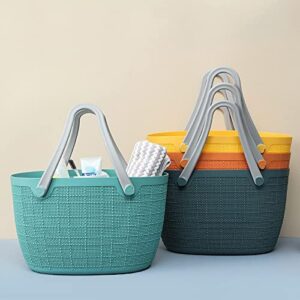 VINAMY Portable Household Large-Capacity Dirty Clothes Basket Portable Unbreakable Grocery Basket Can be Stacked with Linen Storage Basket Blue