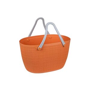 vinamy portable household large-capacity dirty clothes basket portable unbreakable grocery basket can be stacked with linen storage basket orange