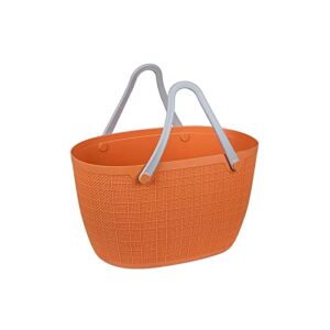 VINAMY Portable Household Large-Capacity Dirty Clothes Basket Portable Unbreakable Grocery Basket Can be Stacked with Linen Storage Basket Orange