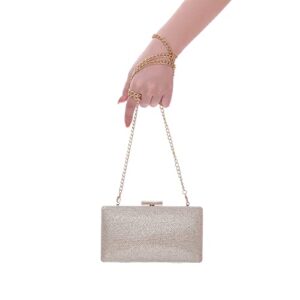 Evening Clutch Bag with Sparkling Glitter for Formal Wedding Graduation Party Elegant Crossbody Shoulder Handbag (Gold)