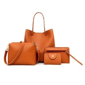 Women Fashion Handbags Tote bag for women Wallet Tote Bag Shoulder Bag Top Handle Satchel Purse handbags Set 4pcs (Color : Auburn)