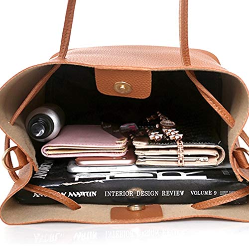 Women Fashion Handbags Tote bag for women Wallet Tote Bag Shoulder Bag Top Handle Satchel Purse handbags Set 4pcs (Color : Auburn)