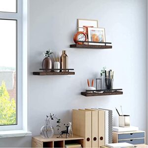 Corner Floating Shelves Set of 16.1" L x 5.5" D Dark Brown Wall Shelf for Wall Storage,Natural Wood Floating Shelf for Bathroom, Living Room,Kitchen Wall Decor