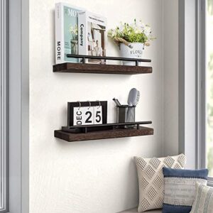 Corner Floating Shelves Set of 16.1" L x 5.5" D Dark Brown Wall Shelf for Wall Storage,Natural Wood Floating Shelf for Bathroom, Living Room,Kitchen Wall Decor