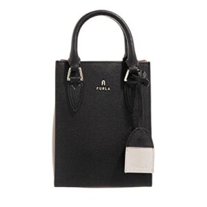 furla women’s black leather magnolia mini tote crossbody handbag