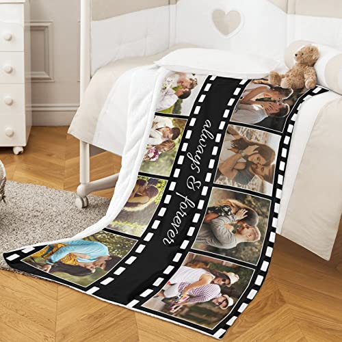 HSSQMH Custom Blankets with Photos Personalized Couples Gifts Customized Picture Blanket Always & Forever Gifts Mother's Father's Birthday Gift for Wife Husband Girlfriend Boyfriend Dad Mom