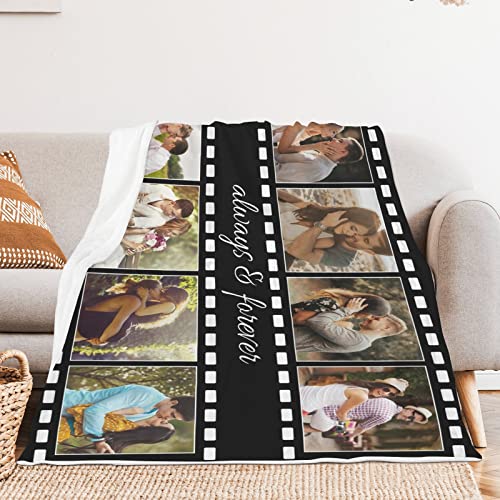 HSSQMH Custom Blankets with Photos Personalized Couples Gifts Customized Picture Blanket Always & Forever Gifts Mother's Father's Birthday Gift for Wife Husband Girlfriend Boyfriend Dad Mom