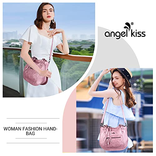 AngelKiss Large Hobo Bags for Women Crossbody Bag Travel Shoulder bag Roomy Multi-functional Vegan Leather Satchel Tote for Ladies