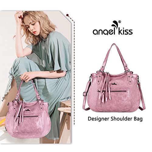 AngelKiss Large Hobo Bags for Women Crossbody Bag Travel Shoulder bag Roomy Multi-functional Vegan Leather Satchel Tote for Ladies