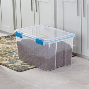 54 Qt Plastic Storage Box Tote Organizing Container With Durable Lid,Stackable and Nestable Snap Lid Plastic Storage Bin, Set of 4, Clear