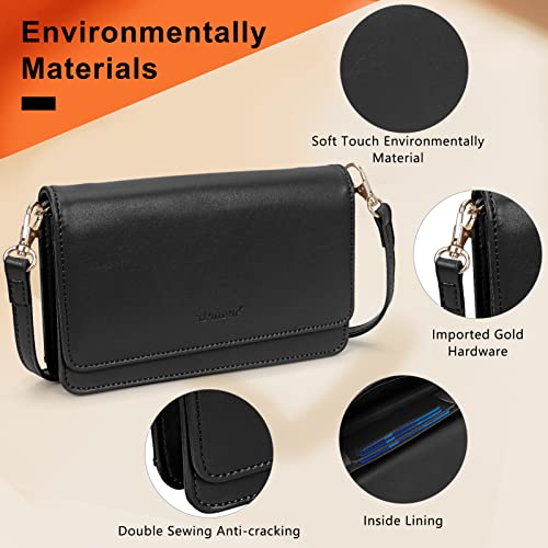 Unaone Crossbody Bags for Women, Small Crossbody Cell Phone Purse Wallet Shoulder Bag with Card Holder and 2 Straps Wristlet