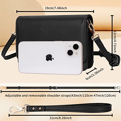 Unaone Crossbody Bags for Women, Small Crossbody Cell Phone Purse Wallet Shoulder Bag with Card Holder and 2 Straps Wristlet