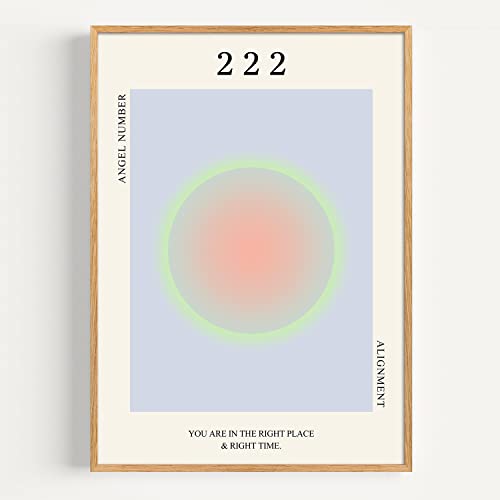 Geetez 222 Angel Number Poster, Aura Posters, Angel Number 222 Poster, Colorful Gradient Aura Print, 222 Alignment Poster, Spiritual Aesthetic Room Home Wall Art Decor - 12x18 inch