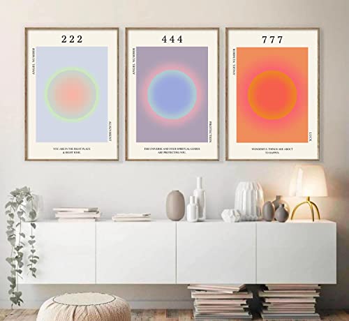 Geetez 222 Angel Number Poster, Aura Posters, Angel Number 222 Poster, Colorful Gradient Aura Print, 222 Alignment Poster, Spiritual Aesthetic Room Home Wall Art Decor - 12x18 inch