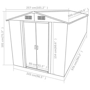 Outdoor Shed for Patio Furniture, Lawn Mower, and Bike Storage, Garden Shed Anthracite 101.2"x389.8"x71.3" Galvanized Steel
