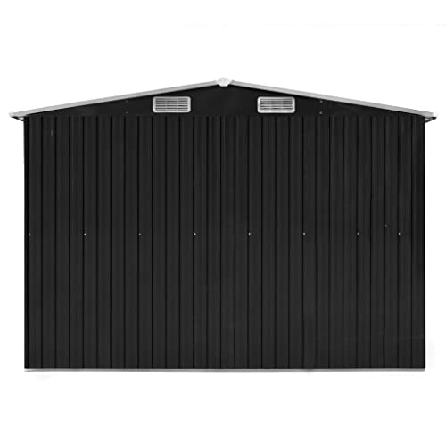 Outdoor Shed for Patio Furniture, Lawn Mower, and Bike Storage, Garden Shed Anthracite 101.2"x389.8"x71.3" Galvanized Steel