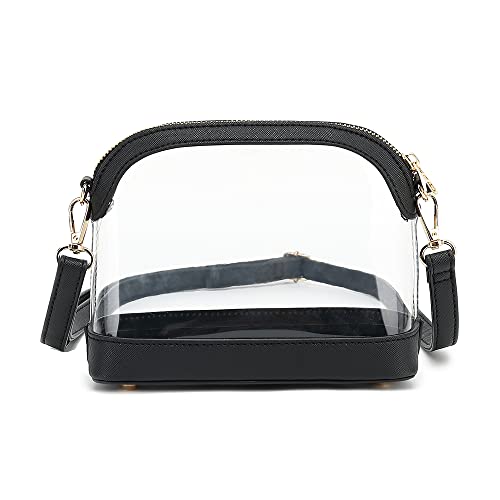 LOXOMU Clear Purses for Women Stadium, Chic Small Clear Evening Bag, Cute See Through Clear Stadium Purse for Concerts Sports Wedding (Black)