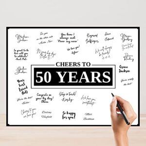 12×16 black 50th birthday decorations for men or women, signing board guest book, funny 50th birthday gifts, sign in poster for fiftieth birthday, anniversary, retirement decor (12×16 unframed)