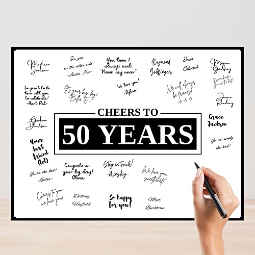 12x16 Black 50th Birthday Decorations for Men or Women, Signing Board Guest Book, Funny 50th Birthday Gifts, Sign in Poster for Fiftieth Birthday, Anniversary, Retirement Decor (12x16 Unframed)