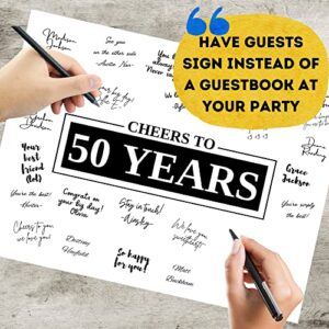 12x16 Black 50th Birthday Decorations for Men or Women, Signing Board Guest Book, Funny 50th Birthday Gifts, Sign in Poster for Fiftieth Birthday, Anniversary, Retirement Decor (12x16 Unframed)