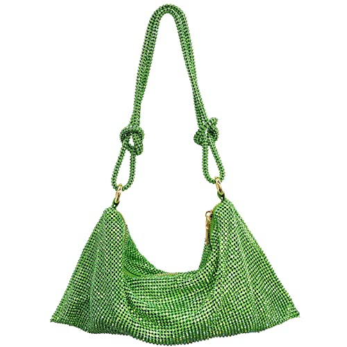 Womens Rhinestone Purse Sparkly Bag Diamond Clutch Purses for Women Rhinestone Evening Bag Hobo Handbag Green