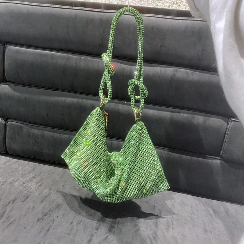Womens Rhinestone Purse Sparkly Bag Diamond Clutch Purses for Women Rhinestone Evening Bag Hobo Handbag Green
