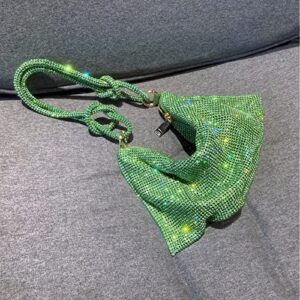 Womens Rhinestone Purse Sparkly Bag Diamond Clutch Purses for Women Rhinestone Evening Bag Hobo Handbag Green