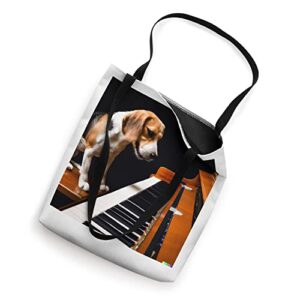 A Beagle playing piano Tote Bag