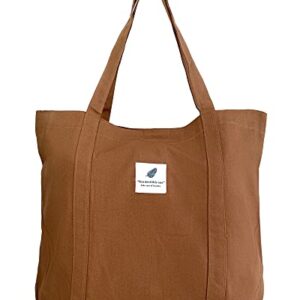 Canvas Tote Bag Aesthetic for Women, Shoulder Bag with Inner Pockets, Hobo Crossbody Handbag Casual Tote.(Coffee)