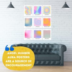 Roxbury Row - Aura Posters for Room Aesthetic Wall Decor, Angel Number Poster Set, Gradient Posters & Prints, Astrology Spiritual Wall Decor (Set of 9 Unframed 8x10)