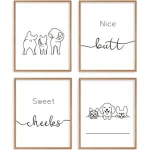 Erctoo Bathroom Decor Wall Art, Funny Farmhouse Wall Decor Prints for Bathroom Bedroom, Minimalist Black and White Wall Art Decor, Kids Bathroom Decor, Cute Puppy Decor 8x10 Unframed