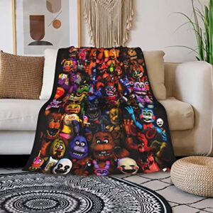fabhuman fnaf throw blanket freddy warm halloween flannel blankets super soft luxury horror blanket for bed couch living room all season 50”x40”
