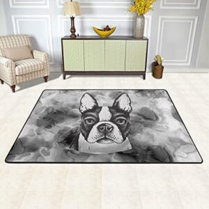boston terrier area rug living room kitchen bedroom sofa bedside carpet floor mats 72″x48″