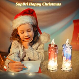 4PCS Christmas Flameless Candles with Santa Claus, Snowman,Decals Set of 4, Battery Operated Christmas Themed LED Candles for Festival Gift Christmas Decorations