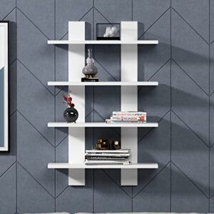 bosfori laurel floating wall shelf, floating shelves, utility shelf, wall shelf, modern wall shelves (white)