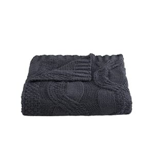 Vera Wang Throw Blanket Ultra Soft Chenille Home Décor, All Season Designer Bedding, 50 x 70, Large Cable Knit Black