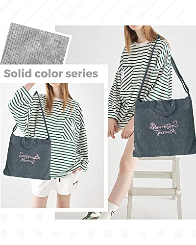 Corduroy Tote Bag for Women,Large Tote Bag ,Shoulder Bag with Zipper&Inner Pockets,Hobo Crossbody Handbag Casual Tote. (Grey)