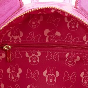 Loungefly Disney Minnie Mouse Glitter Sparkle Womens Double Strap Shoulder Bag Purse (Pink)