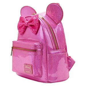 Loungefly Disney Minnie Mouse Glitter Sparkle Womens Double Strap Shoulder Bag Purse (Pink)