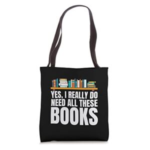 yes i really do need all these books unisex nerds tote bag