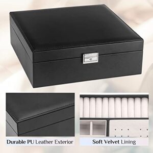 Jewelry Box for Women, 2 Layers Jewelry Organizer with Lock, Large Jewelry Boxes Jewelry Case for Storing Earrings Rings Necklaces Bracelets PU Leather & Soft Velvet Lined, Girls Wife Ideal Gift