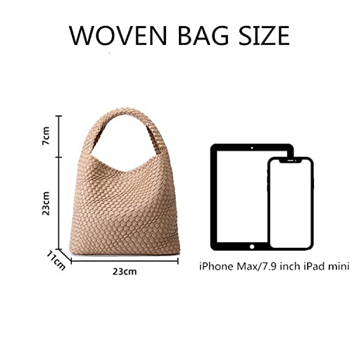 Fashion Woven Handbags Women Vegan Leather Tote Bag Large Summer Beach Travel Handbag and Purse Retro Handmade Shoulder Bag (Apricot)