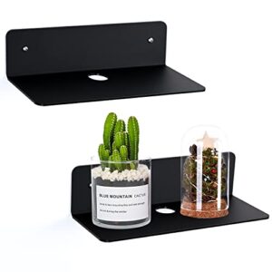 fazmoss acrylic floating wall shelves set of 2, — 9 inch acrylic wall shelf for gaming room, living room, bedroom, bathroom, office, with cable clips – 2 types of installation (black)